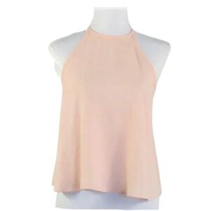 Swing Top Open Back Halter Neck Button Closure Short Waisted Pink Size Small